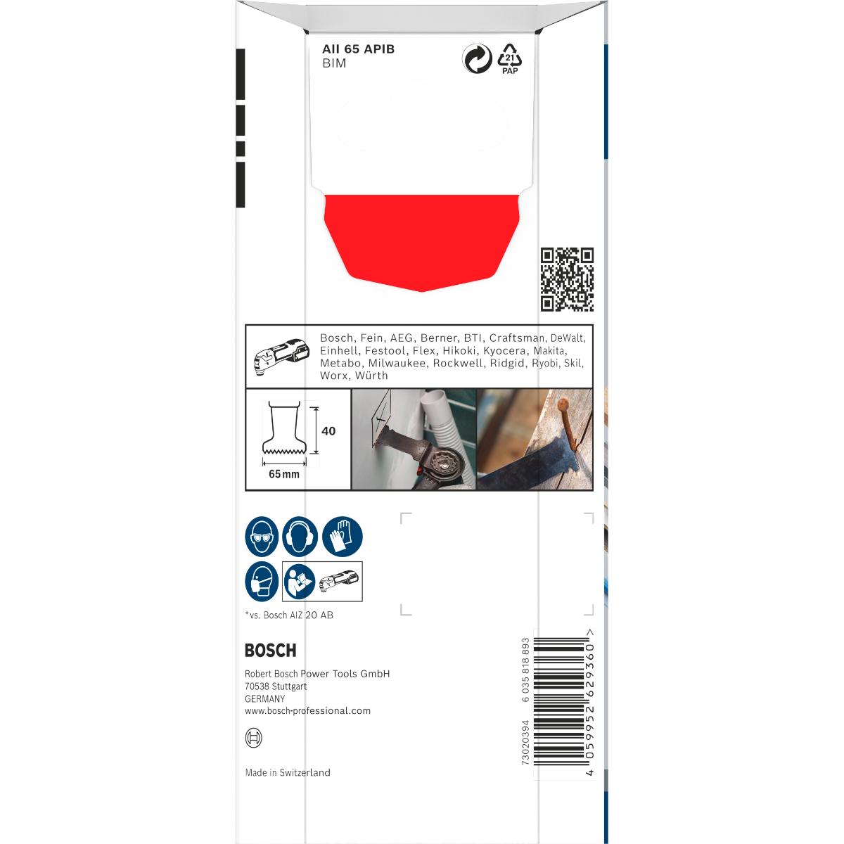 Bosch PRO AII 65 APIB Blatt für Multifunktionswerkzeuge,65 x 40 mm
