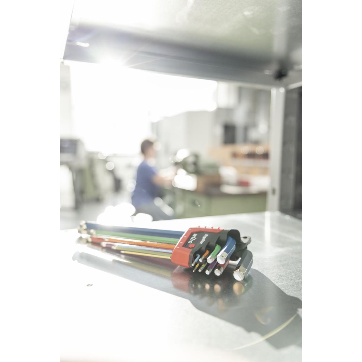 Wiha Stiftschlüssel Set im ErgoStar Halter Sechskant-Kugelkopf MagicRing 9-teilges Set farbig leuchtend in SB-Kartonverpackung