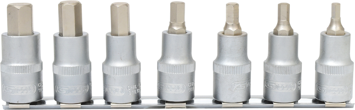 KS Tools 1/2" Bit-Stecknuss-Satz Innensechskant, kurz, 7-tlg