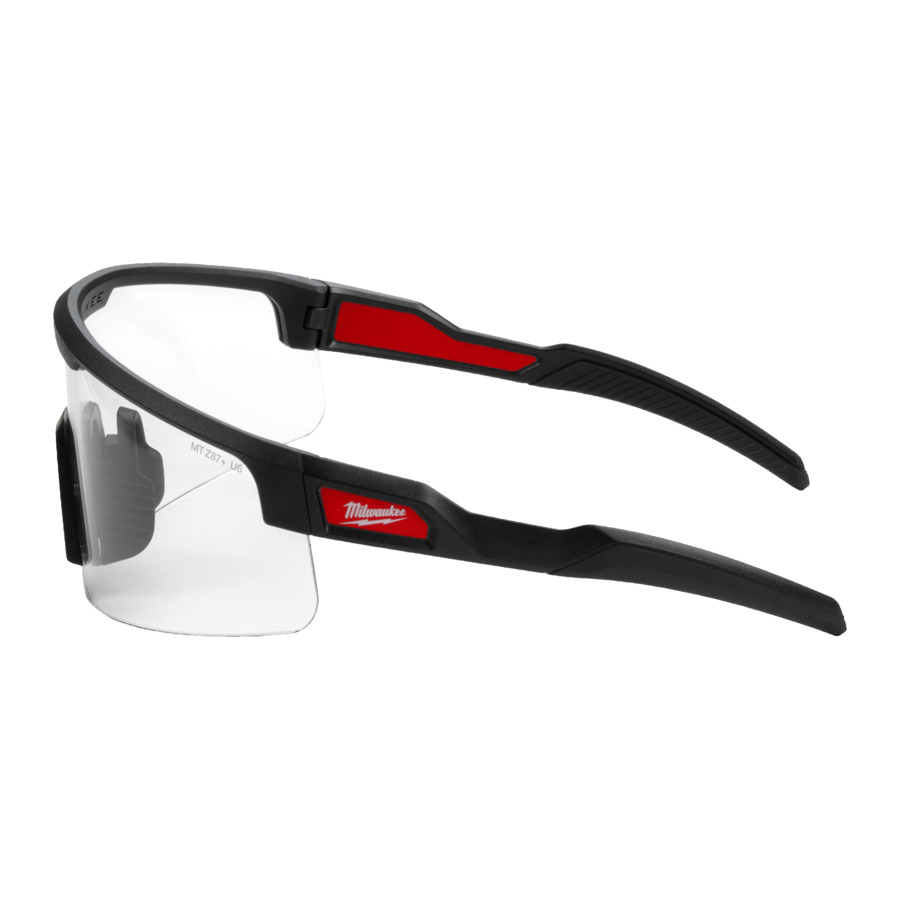 Schutzbrille, Sportbrille, Rahmen Schwarz, klare Gläser, Red Accent