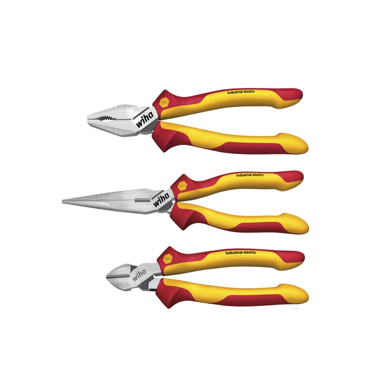 Wiha Zangen Set Industrial electric Kombi-, Flachrundzange, Seitenschneider 3-teilges Set