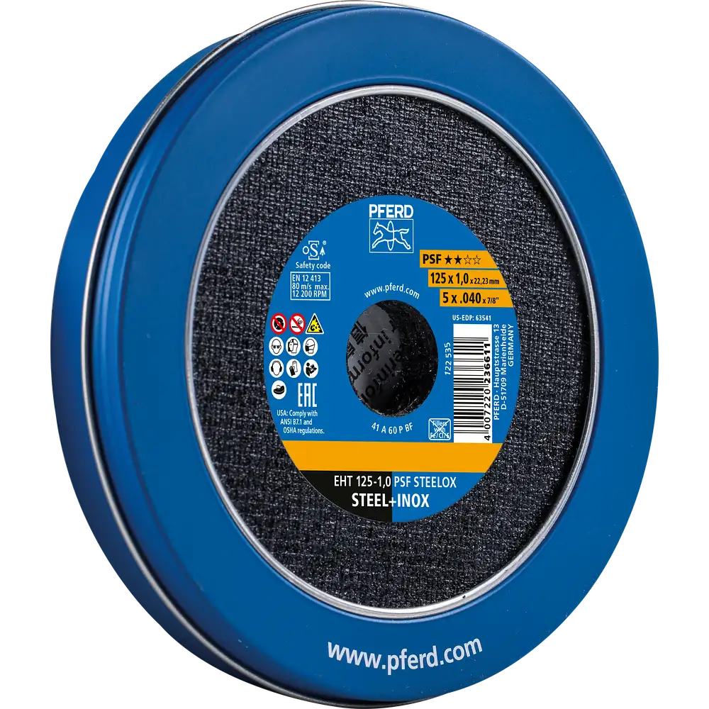 PFERD TOOLS Trennscheibe EHT 125x1,0x22,23 mm gerade Universallinie PSF STEELOX für Stahl/Edelstahl (10)