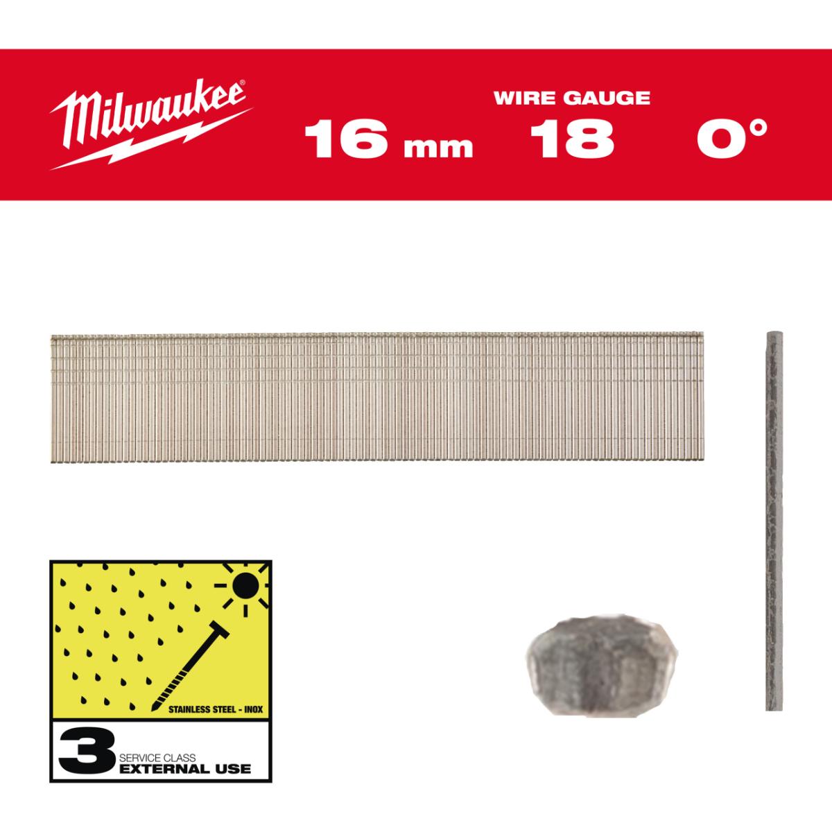 Milwaukee Stauchkopf-Nägel 18 Gauge für M18CN18GS Edelstahl