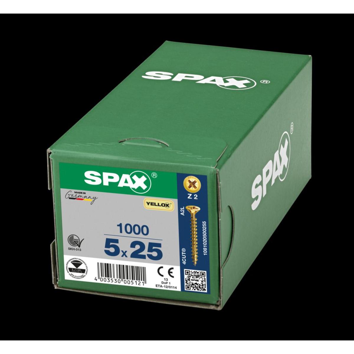 SPAX Senkmultikopf Kreuzschlitz Z2 Vollgewinde gelb verzinkt, 1000 Stück