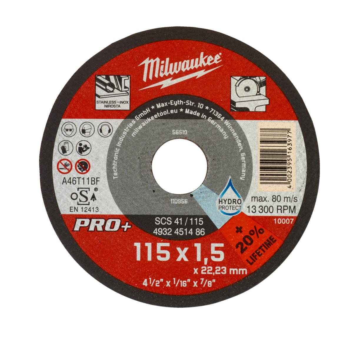 Milwaukee - Metalltrennscheibe 115x1,5 mm PRO+ - 4932451486