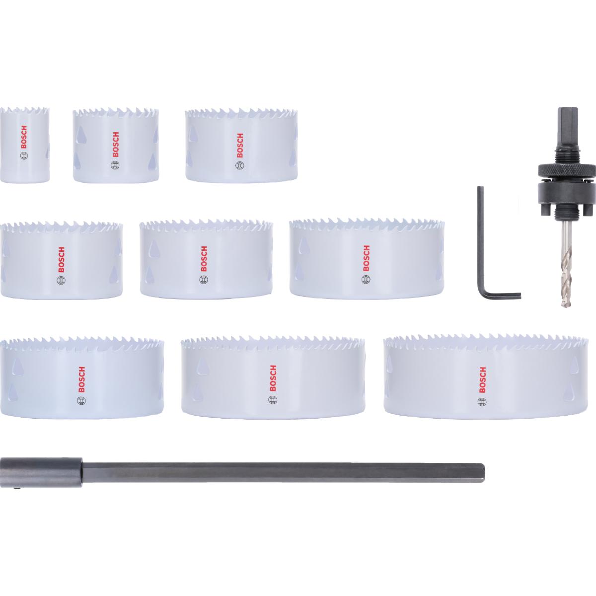 Bosch Multi Material Lochsägen mit Gewinde, 35/54/70/76/83/95/102/114/127 x 40 mm, 12-teiliges Set