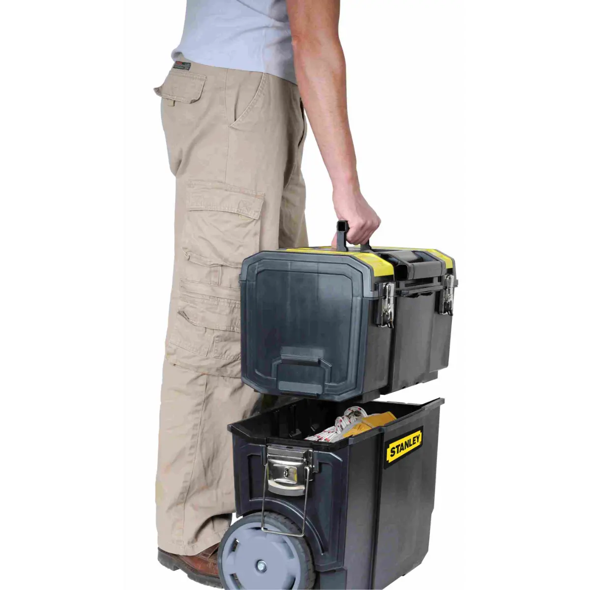 STANLEY Mobile Montagebox 47,5x63x28,4cm 3-in-1 abnehmbare Werkzeugbox Organizer