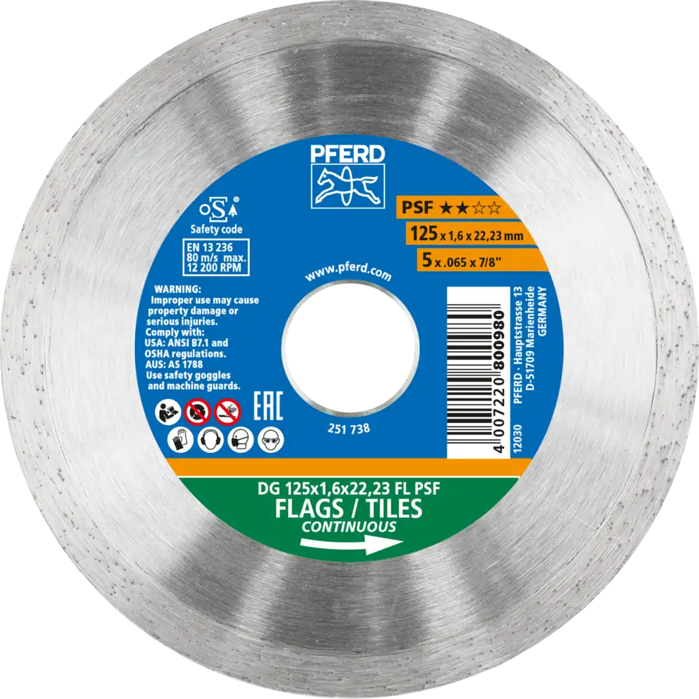 PFERD TOOLS Diamant-Trennscheibe DG PSF zum Trennen von Fliesen