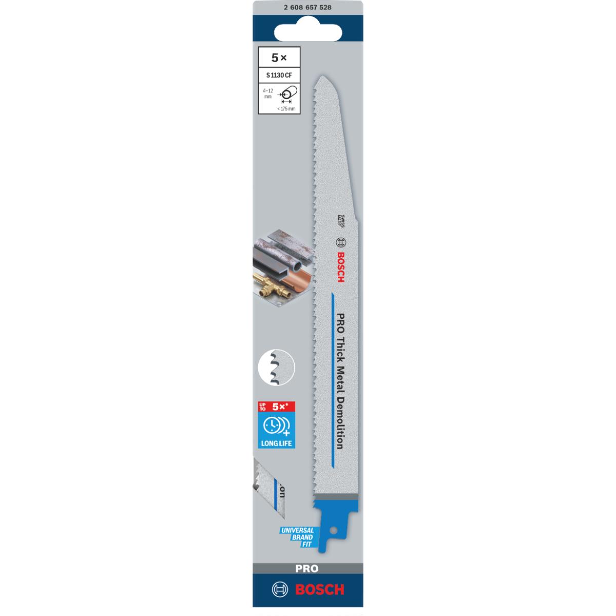Bosch PRO Säbelsägeblatt S 1130 CF, Endurance for Heavy Metal, 5er-Pack