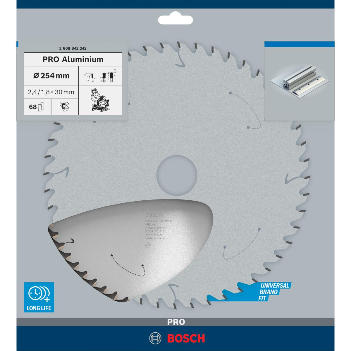 Bosch PRO Kreissägeblatt Standard for Aluminium, 254 x 30, 68 Zähne
