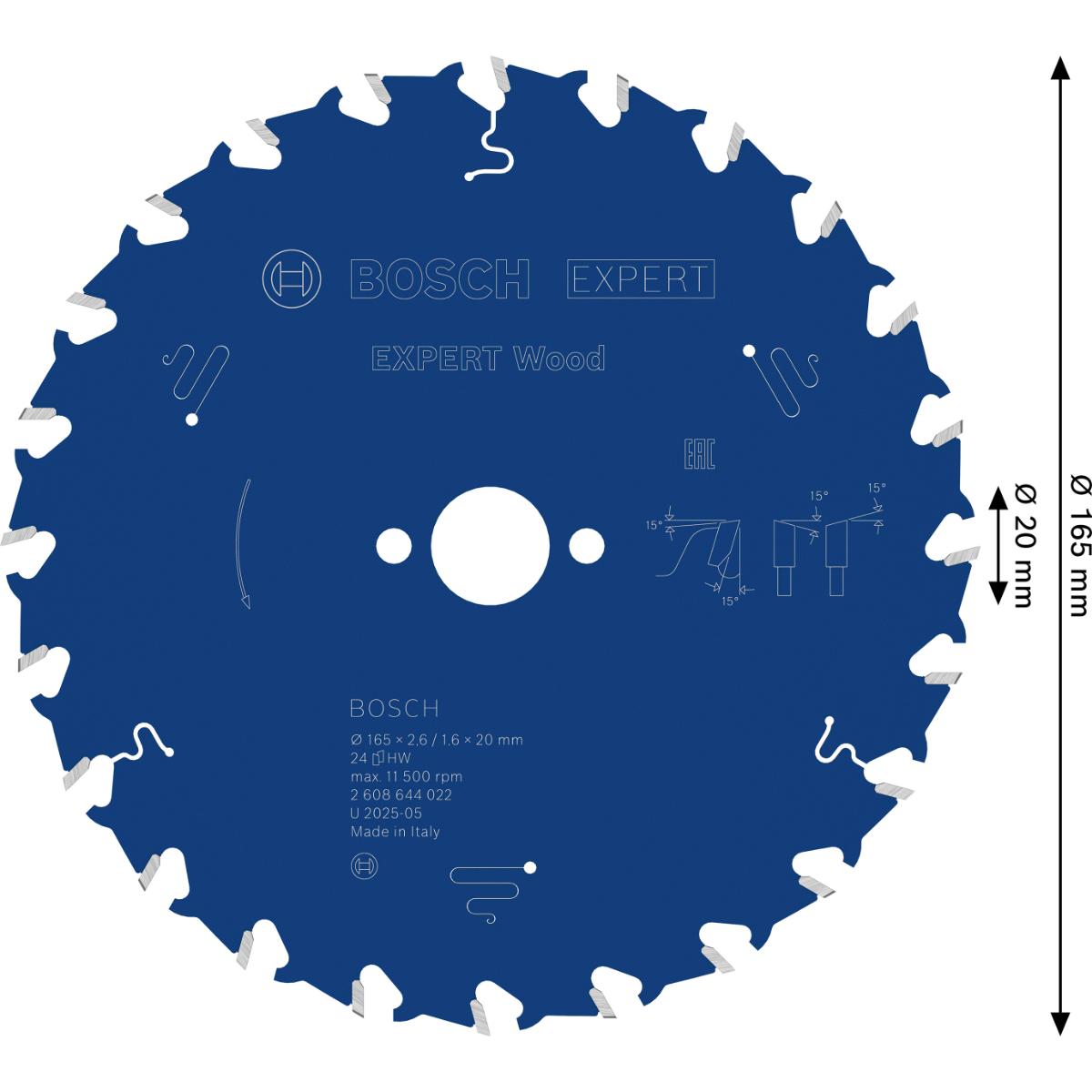 Bosch Kreissägeblatt Expert for Wood ø 165 mm