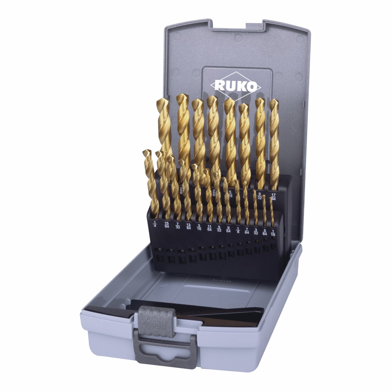 RUKO Spiralbohrer-Satz DIN 338 Typ N HSS TiN - 21-tlg.