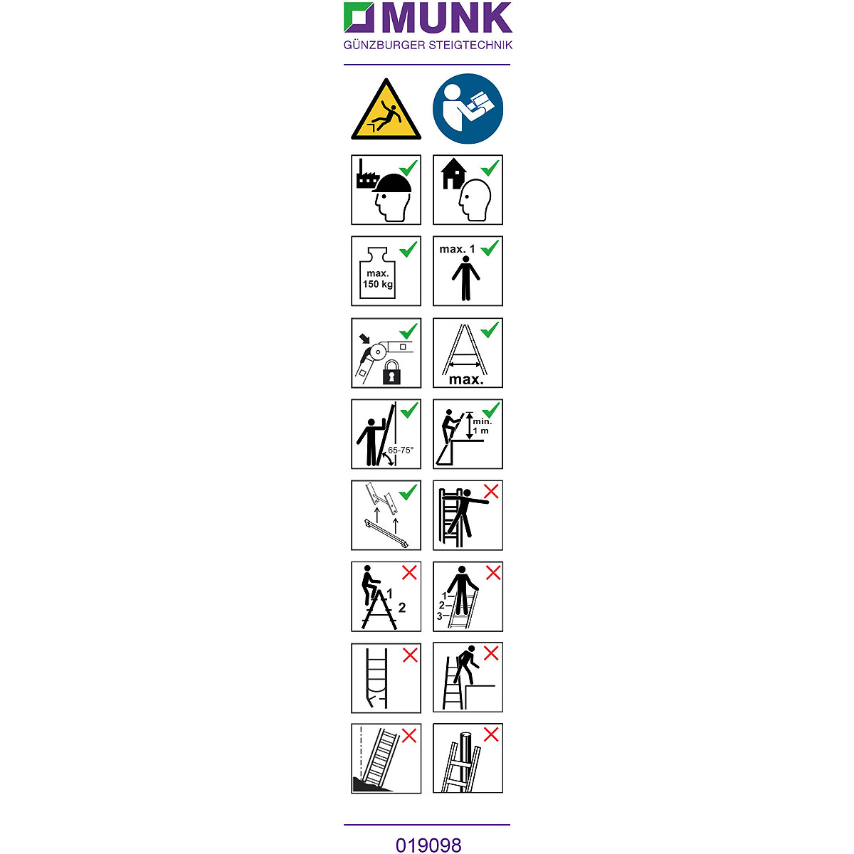 Munk Hinweis-Aufkleber für Vielzweckleiter 4-teilig