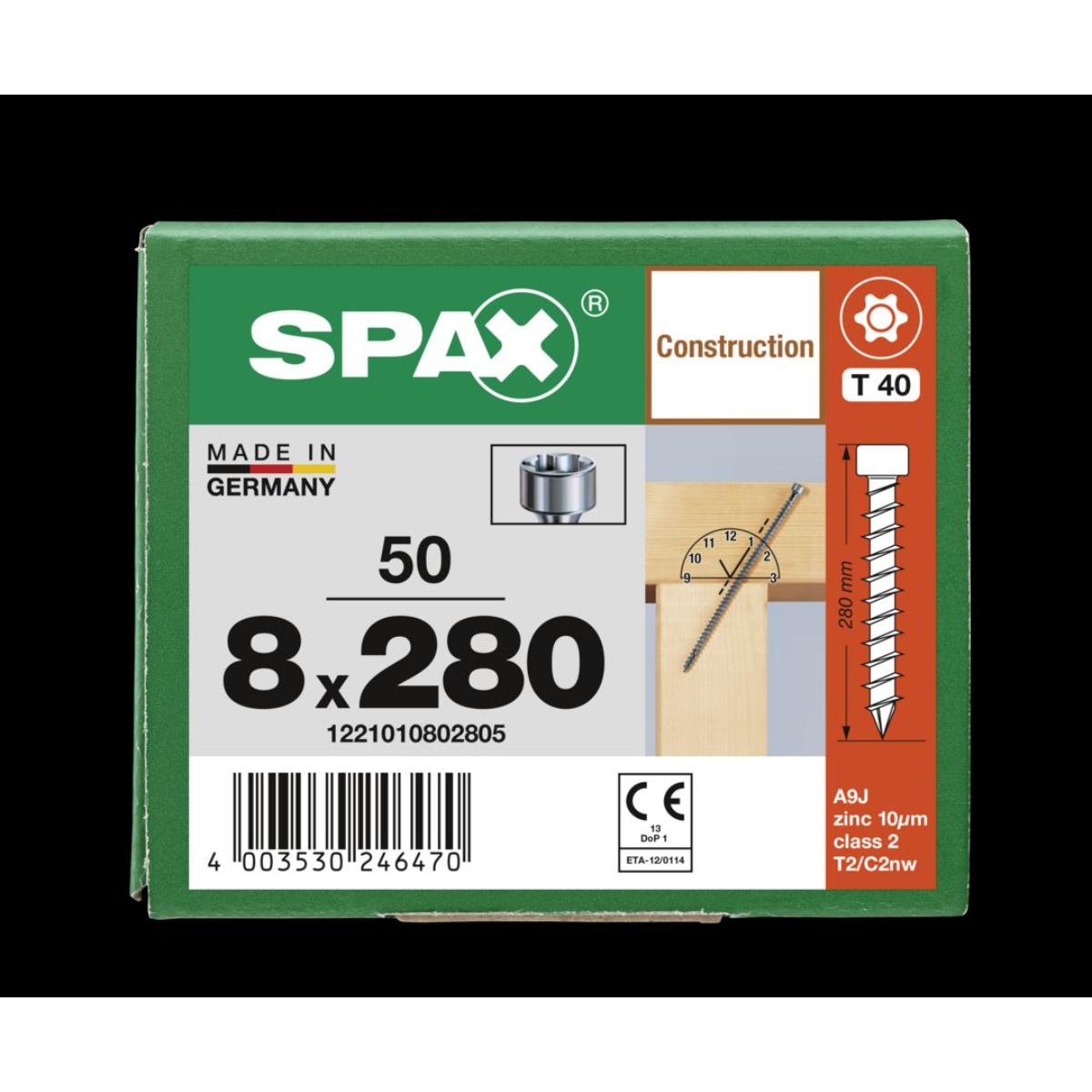 SPAX Zylinderkopf T-Star Plus T40 Vollgewinde Cut WIROX, 50 Stück