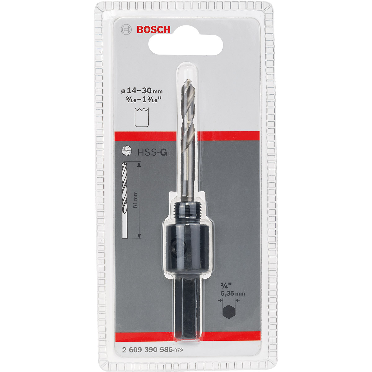 Bosch Sechskantadapter, 1/2 Zoll-20 UNF, 14 - 30 mm, SW 1/4 Zoll