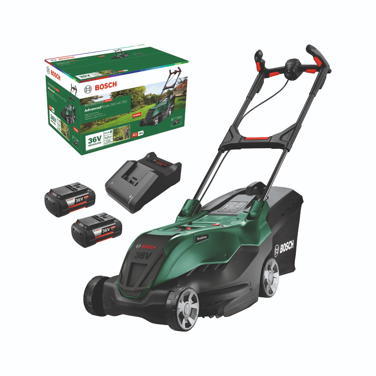 Bosch Akku-Rasenmäher AdvancedRotak 36V-44-750, 2 x Akku 36V 4,0Ah