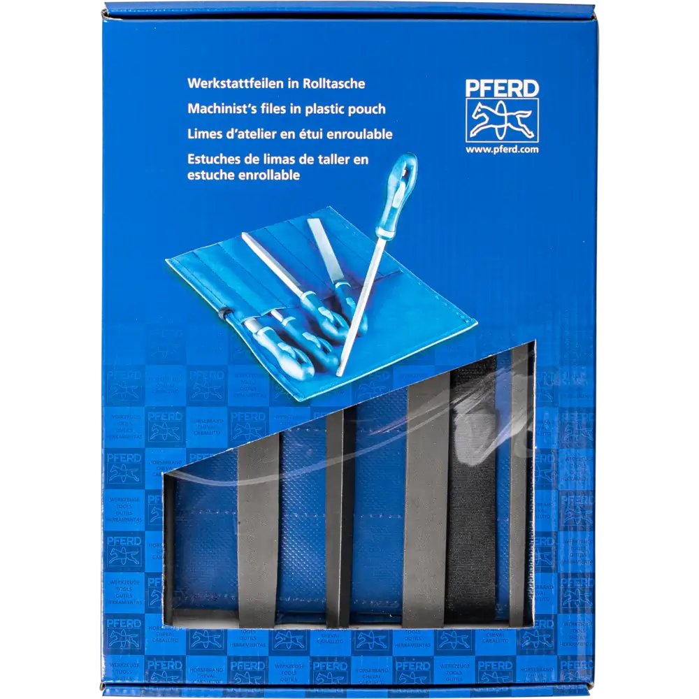 PFERD TOOLS Werkstattfeilen-Set WRU 5-tlg. in Rolltasche Hieb 3 für Feinbearbeitung, Schlichten