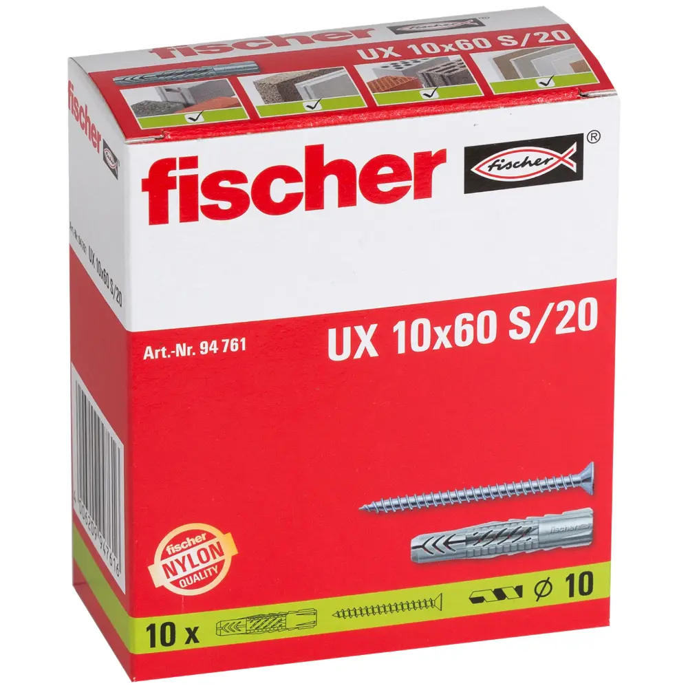 Fischer Universaldübel UX 10x60 S mit Schraube