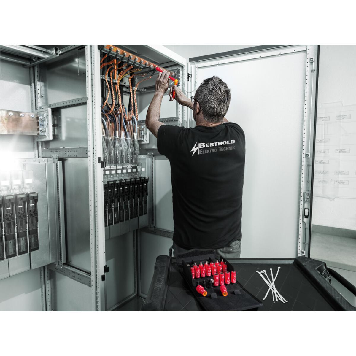 Wera 8100 SA VDE 1 Zyklop Knarrensatz, isoliert, Umschalthebel, 1/4"-Antrieb, metrisch, 22-teiliges Set