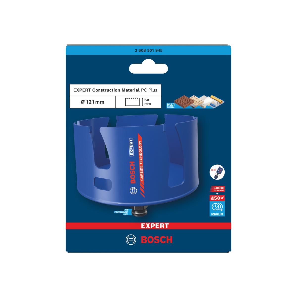 Bosch EXPERT Construction Material Power Change Plus Lochsäge, 121 x 60 mm
