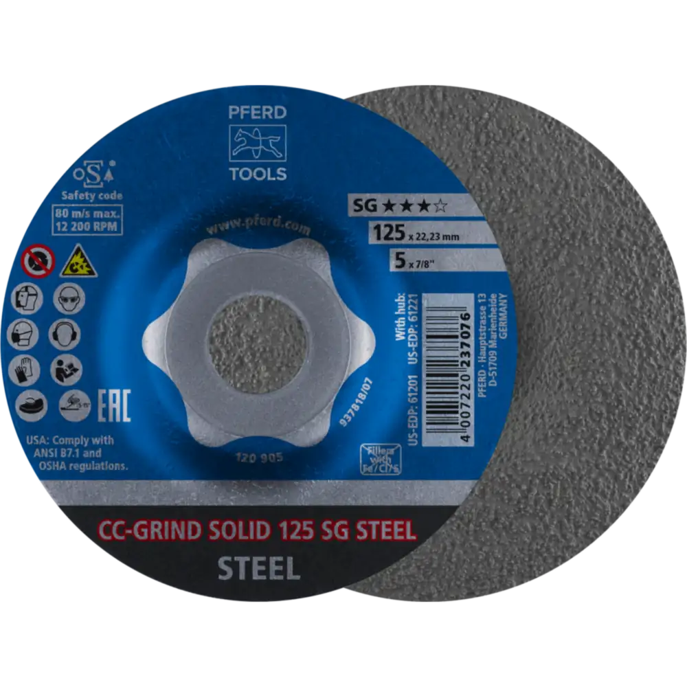 PFERD TOOLS CC-GRIND-SOLID Schleifscheibe Leistungslinie SG STEEL für Stahl