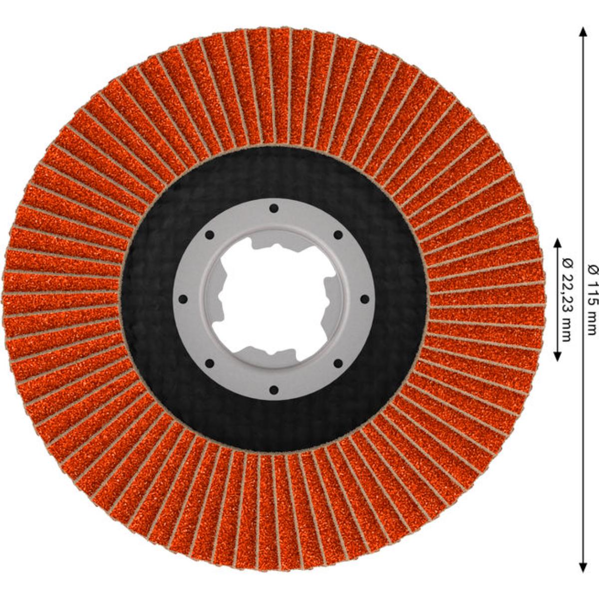 Bosch EXPERT X782 Fächerschleifscheibe, abgewinkelt, 115 mm, K120, X-Lock, GF
