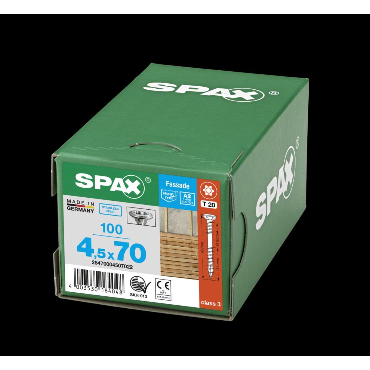 SPAX Fassadenschraube A2 Linsensenkkopf Klein 8mm starke Fräsrippen T-Star Plus T20 Fixiergewinde 4C
