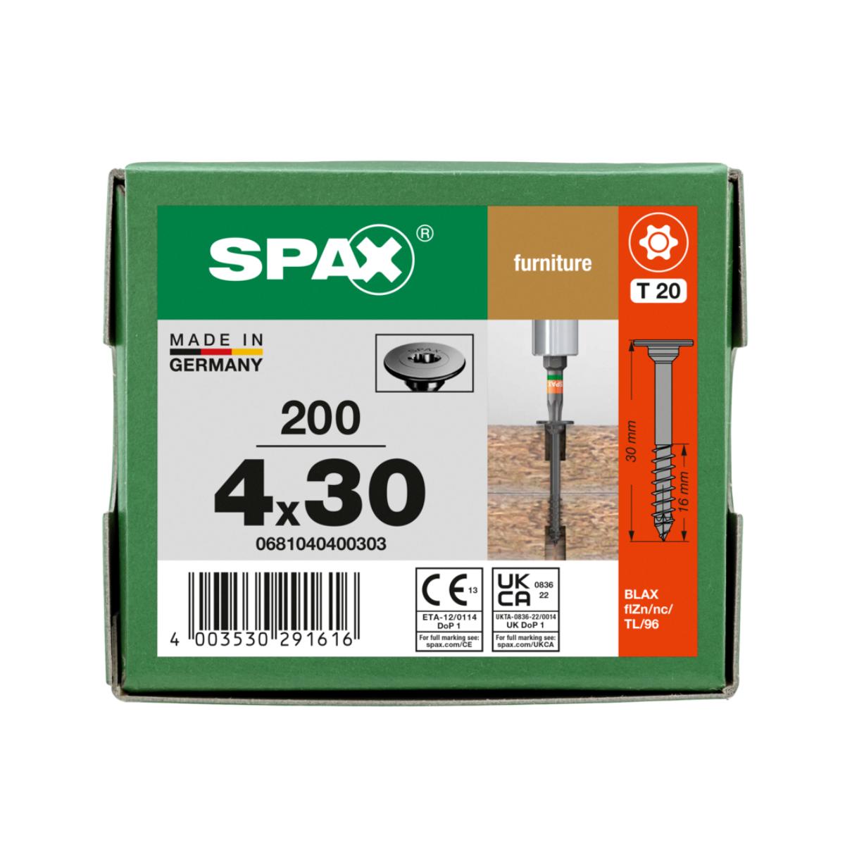 SPAX KORPUSVERBINDER T-STAR PLUS T20 TEILGEWINDE BLAX 200 Stück