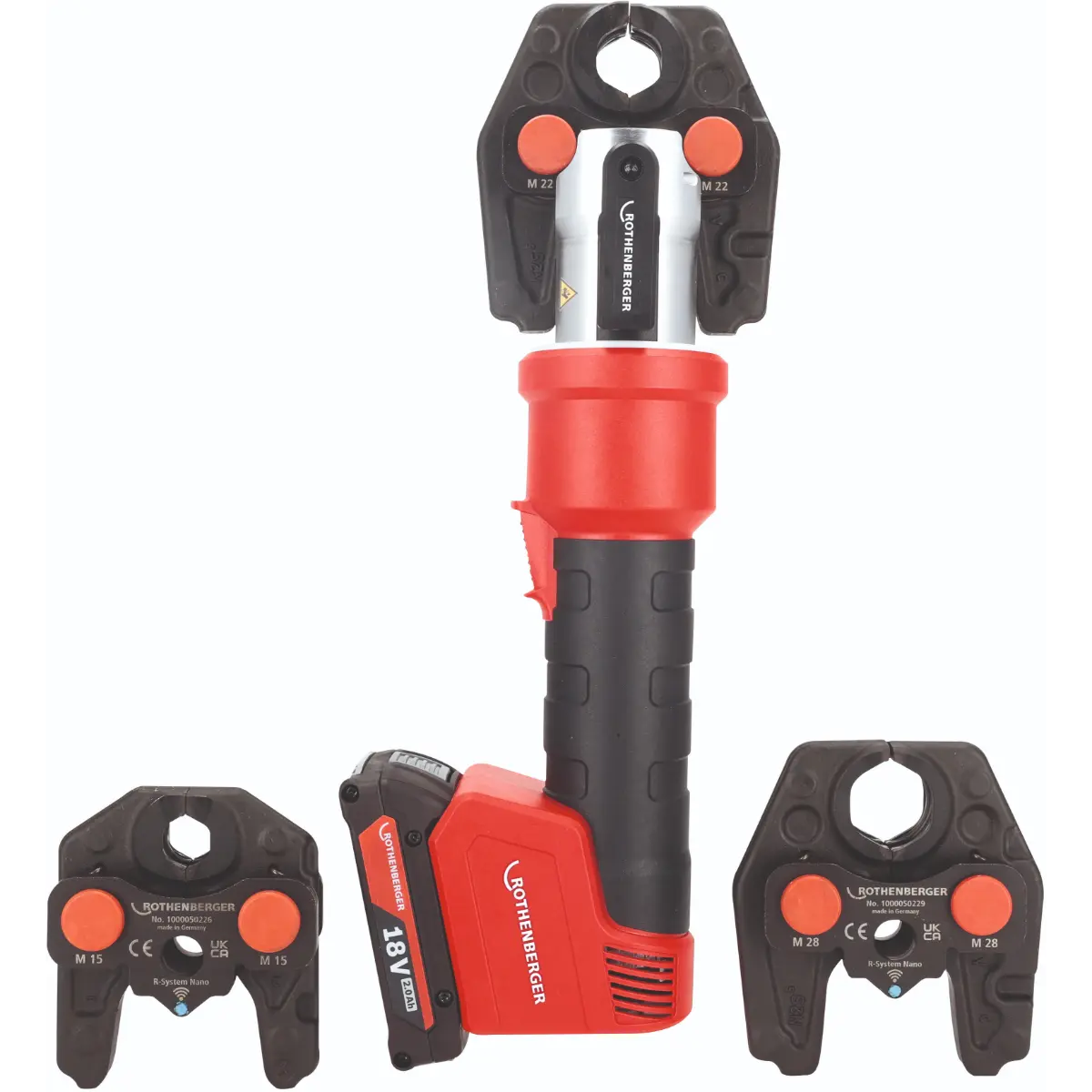Rothenberger ROMAX NANO  iJAWs Set, M, 15-22-28mm, 2Ah, AMPShare