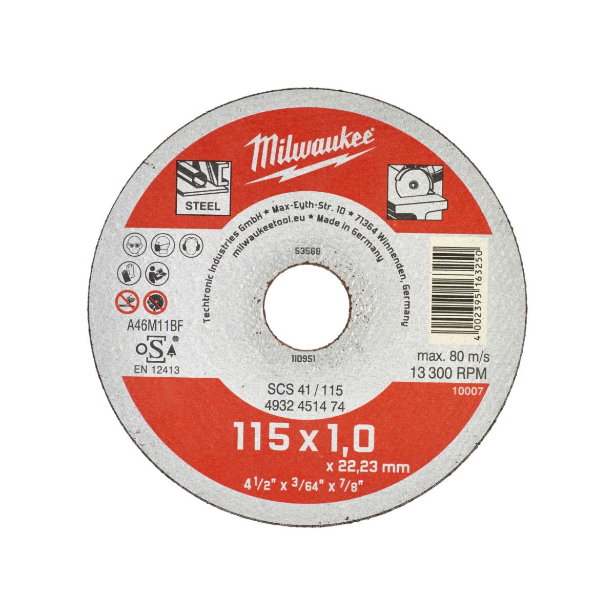 Milwaukee - Metalltrennscheibe 115x1 mm Contr. - 4932451474