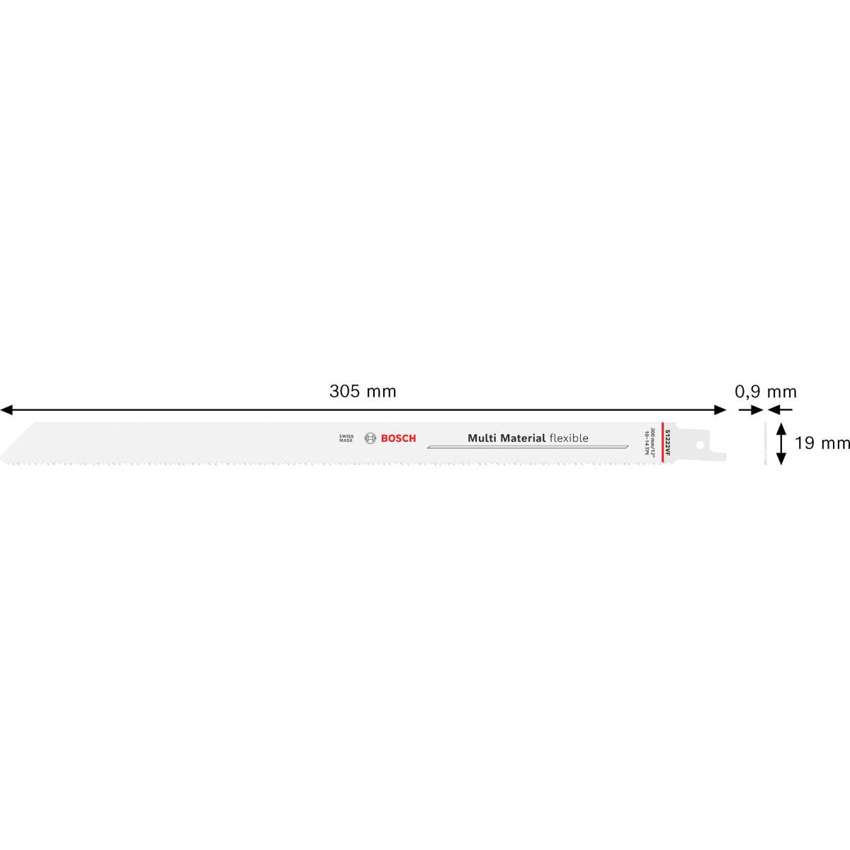 Bosch Multi Material flexibles S1222VF Säbelsägeblatt , 0,9 x 19 x 300 mm, 25-Stück