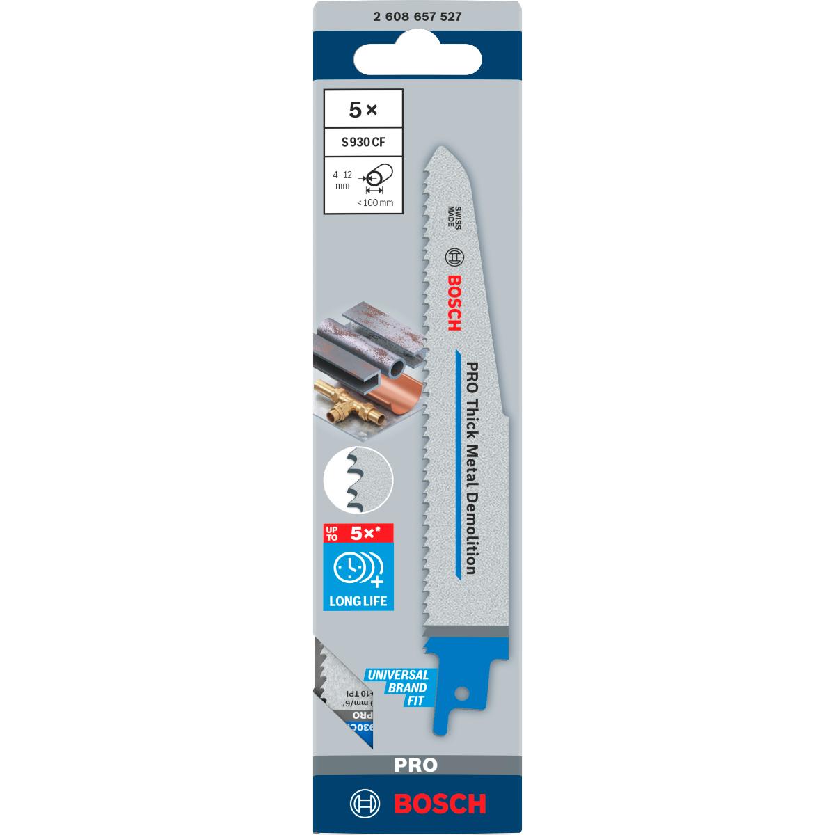 Bosch PRO Säbelsägeblatt S 930 CF, Endurance for Heavy Metal, 5er-Pack