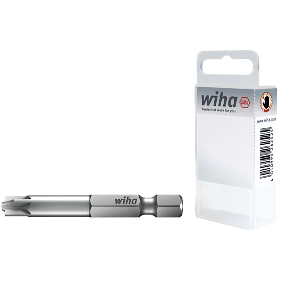 Wiha Bit Professional 70 mm PlusMinus/Pozidriv 2-teilges Set (SL/PZ1) 1/4 zoll E6,3 in Box - 10 Stück