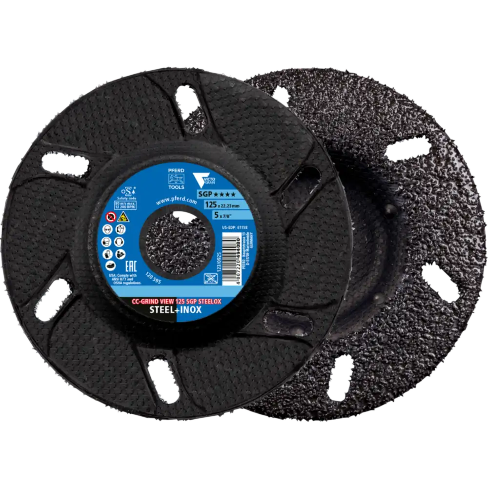 PFERD TOOLS CC-GRIND VIEW Schleifscheibe 125x22,23 mm Speziallinie SGP STEELOX für Stahl/Edelstahl