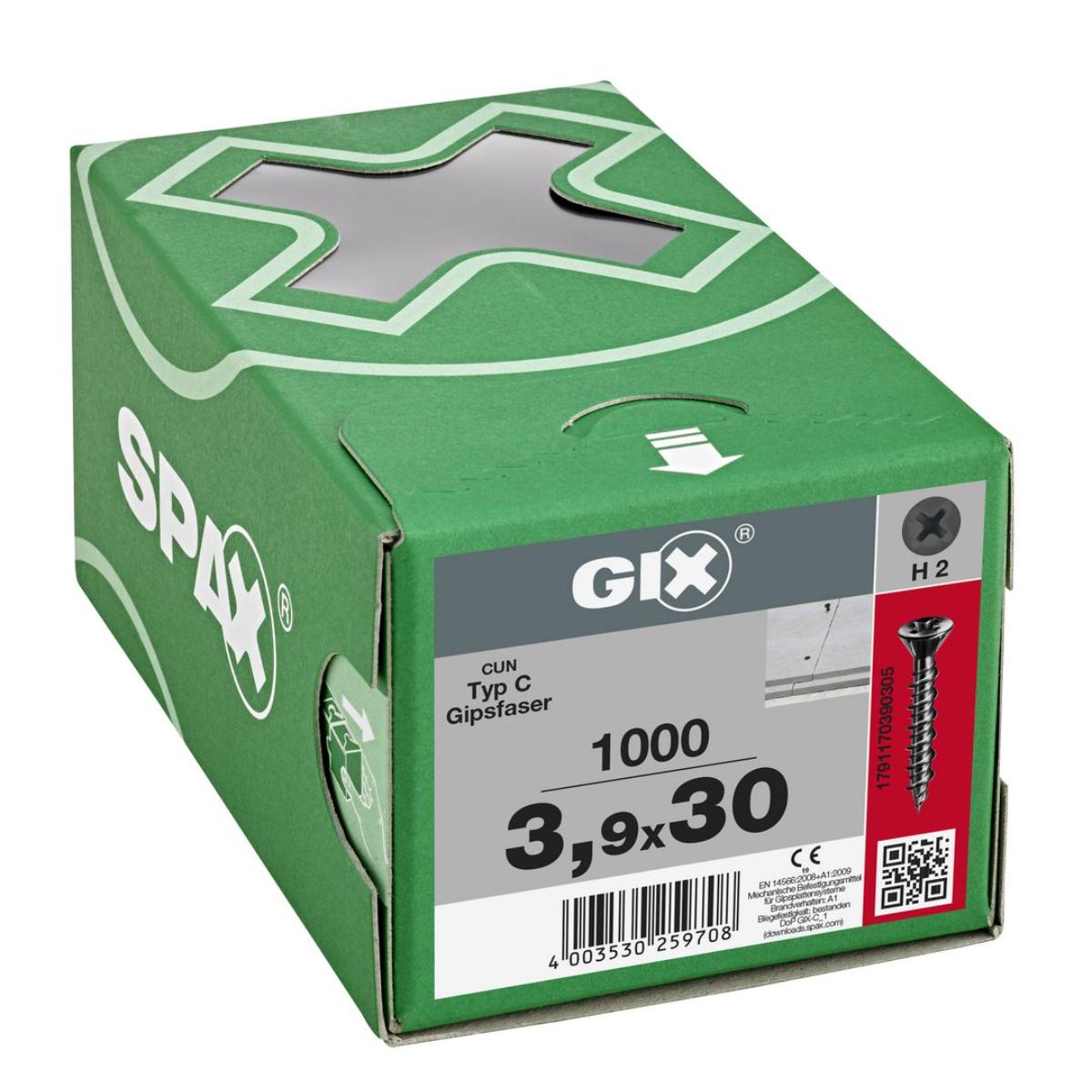 SPAX GIX-C Senkkkopf Fräsrippen H2 Hilo-Gewinde phosphatiert, 1000 Stück