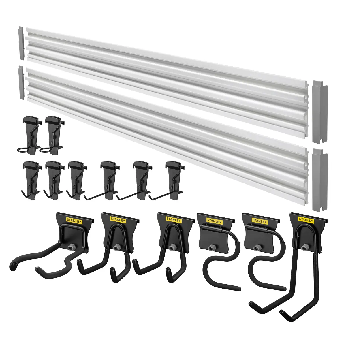 STANLEY Trackwalls Set, 20-teiliges Wandsystem inklusive Schienen und Haken