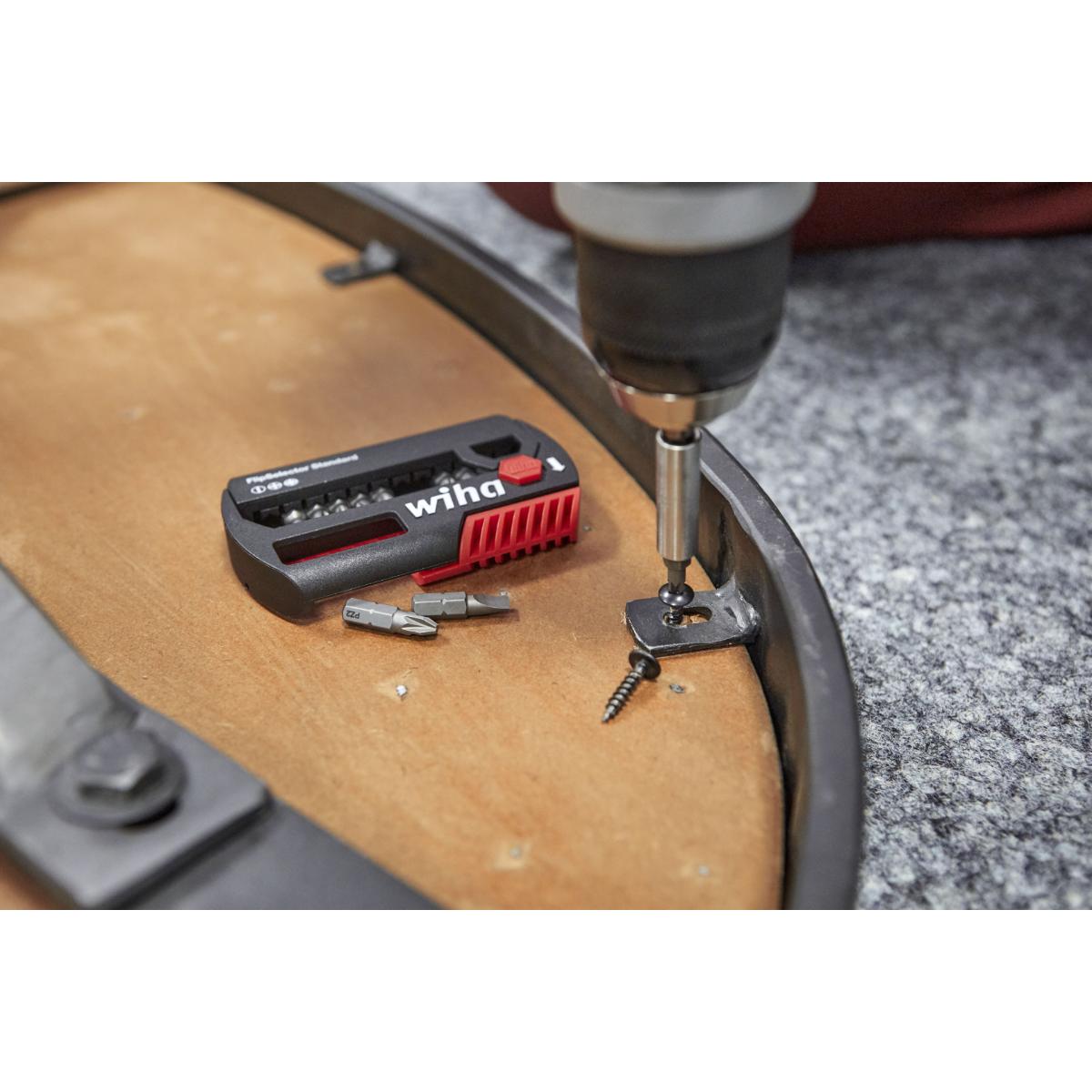 Wiha Bit Set FlipSelector Standard 25 mm gemischt 13-teilges Set 1/4 zoll C6,3 mit Gürtelclip