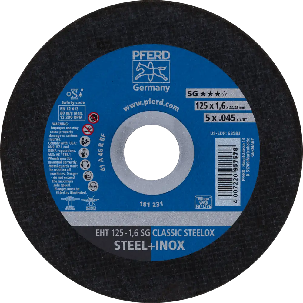 PFERD TOOLS Trennscheibe EHT gerade Leistungslinie SG CLASSIC STEELOX für Stahl/VA
