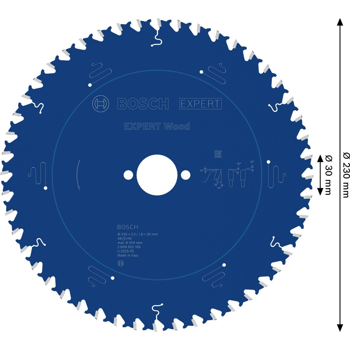 Bosch EXPERT Wood Kreissägeblatt, 230x30 mm, Z48