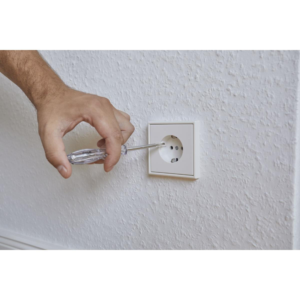 Wiha Spannungsprüfer SoftFinish einpolig, 110 - 250 Volt Schlitz transparent, mit Ansteckclip auf SB-Karte