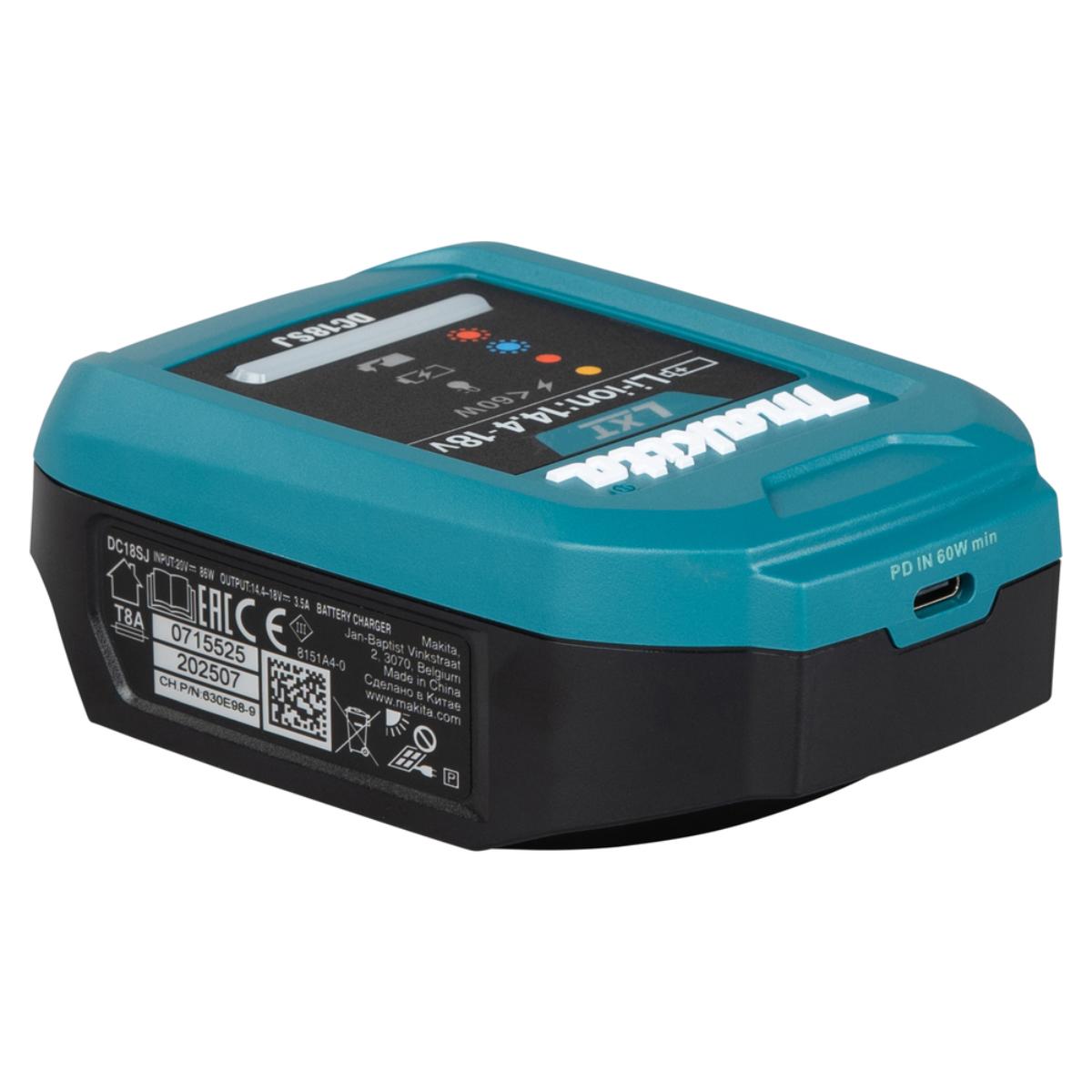 Makita Ladegerät-Set DC18SJ, ADP14, USB-C PD Ladekabel Power Delivery Li–Ion 14,4V–18V LXT DC18SJ