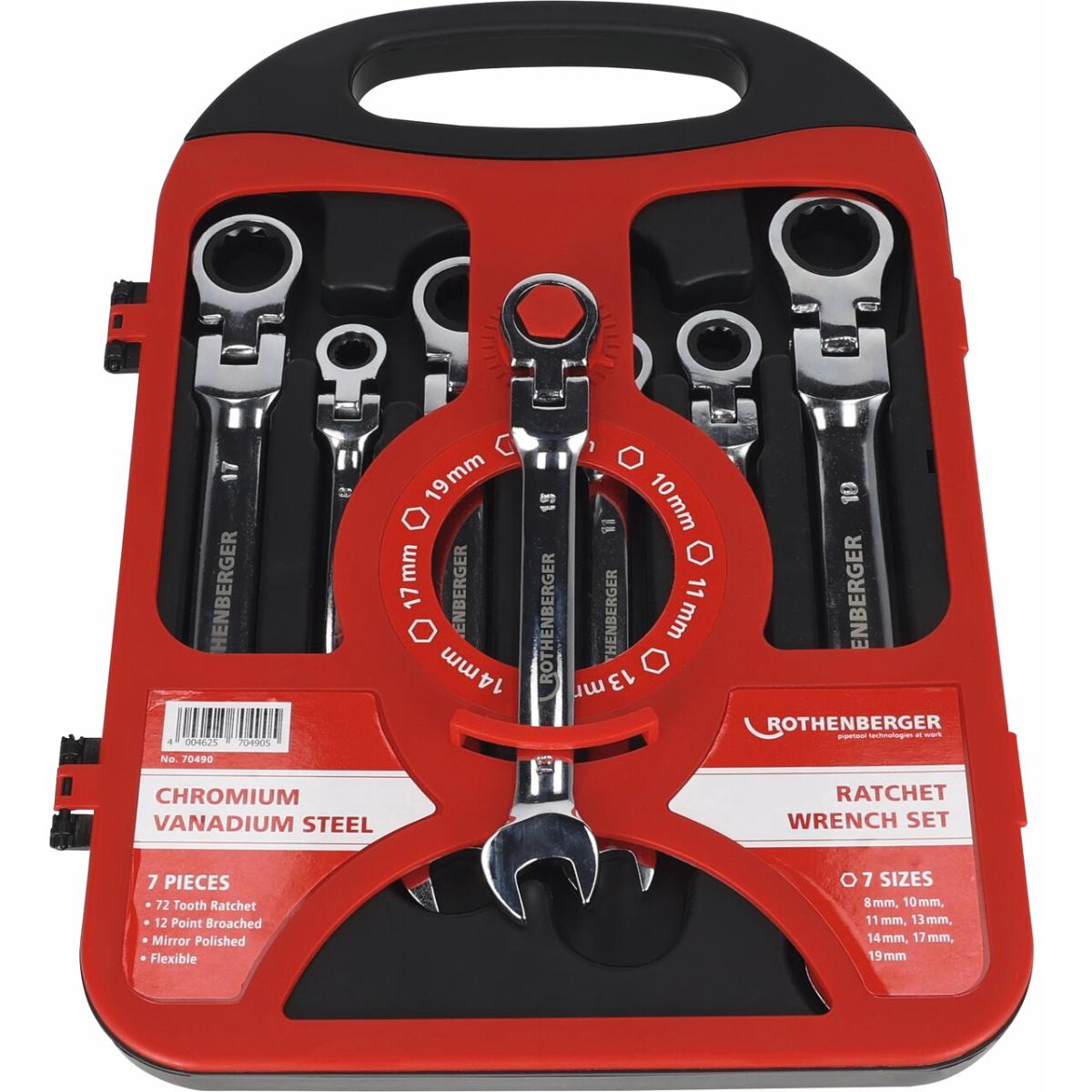 ROTHENBERGER Maul/Gelenk - Ratschenschl.ROCLICK, 7 teiliges Set