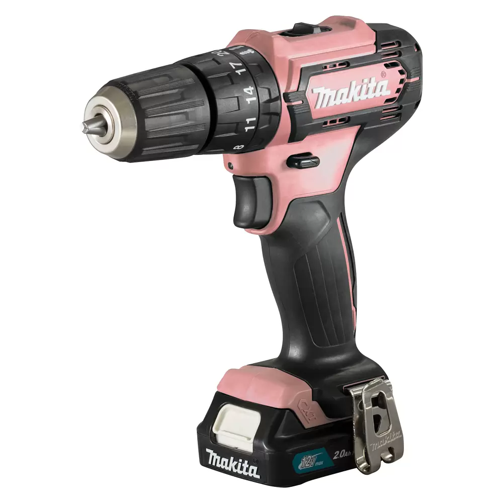 Makita Akku-Schlagbohrschrauber CXT 12V max. / 2,0 Ah, 1 Akku + Ladegerät in Soft-Bag mit pinkem Gehäuse