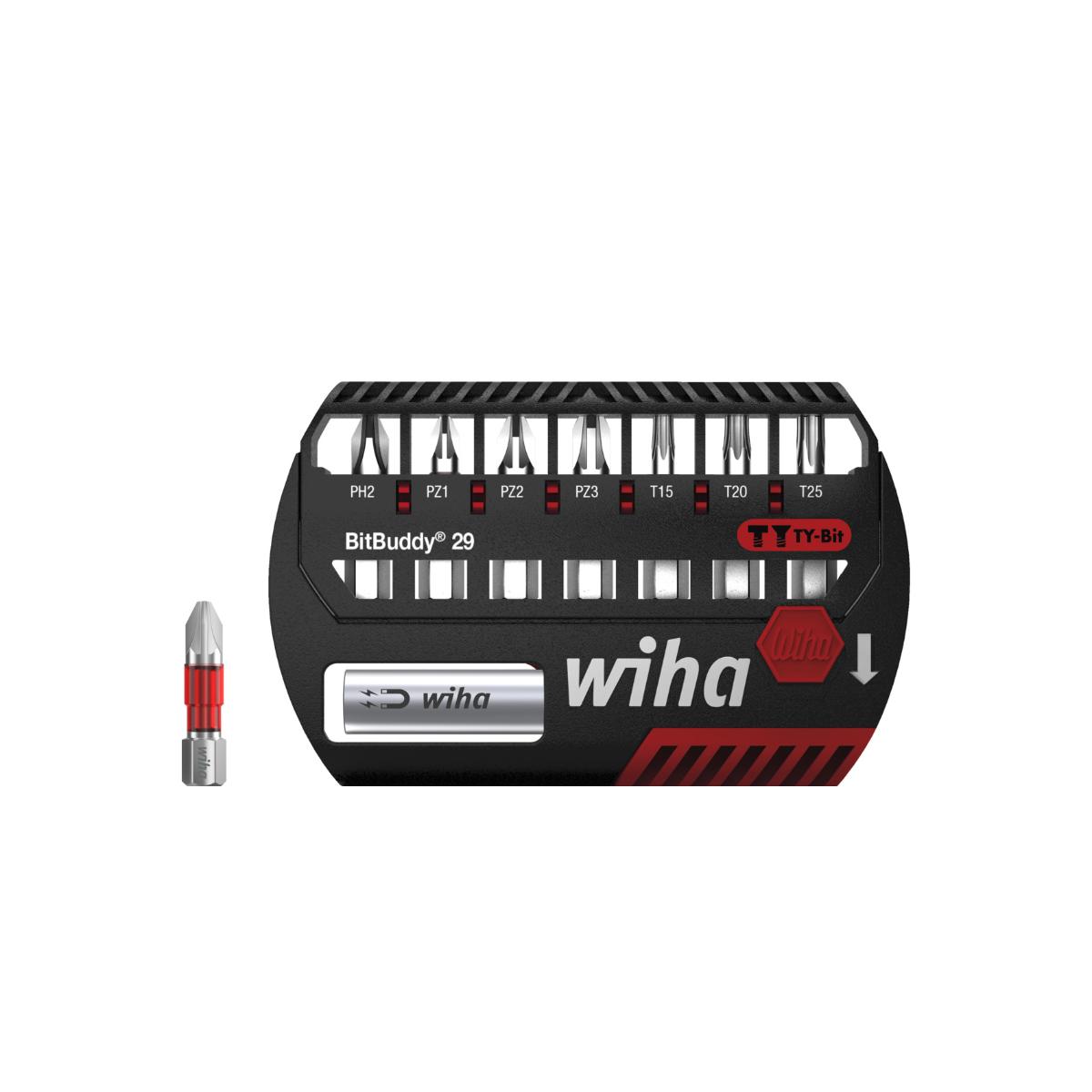 Wiha Bit Set BitBuddy TY-Bit 29 mm Phillips, Pozidriv, TORX 8-teilges Set 1/4 zoll C6,3 - 6 Stück