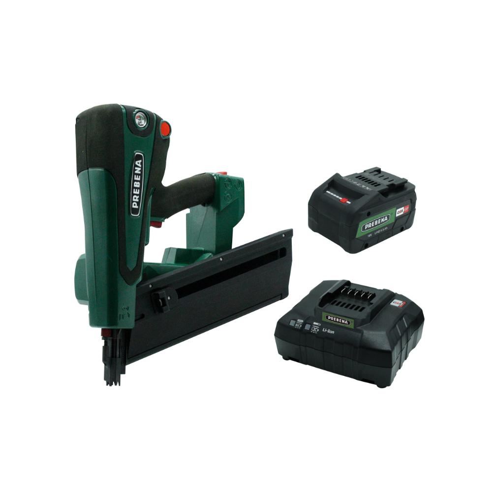 PREBENA PKT-8-RKP100-SET4 Hybridnagler für Rundkopf-Streifennägel Type RKP von 65-100 mm -inkl.Akku und Ladestation