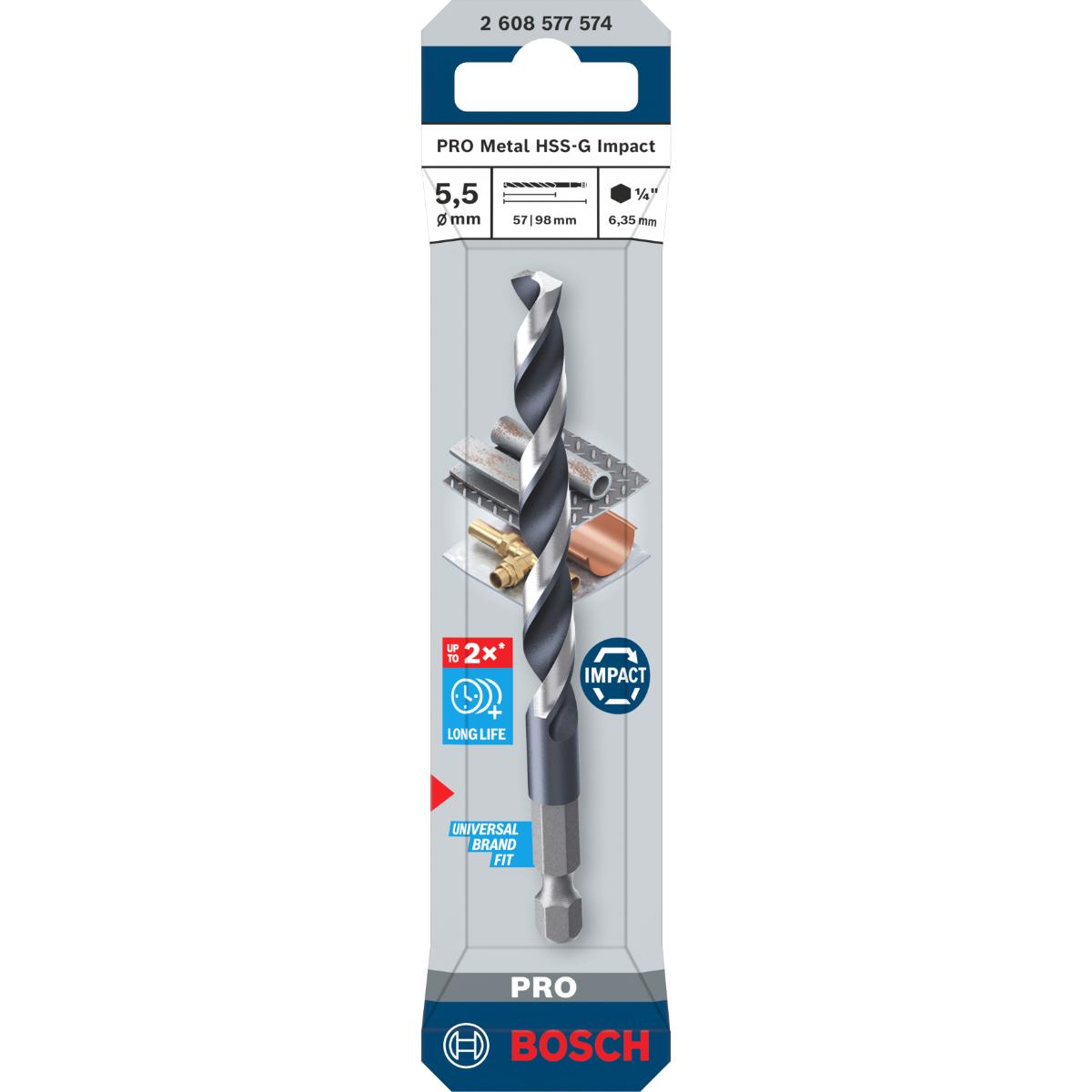 Bosch PRO Metal HSS-G Impact Spiralbohrer, 5,5 x 57 x 98 mm