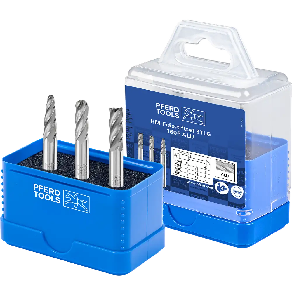 PFERD TOOLS Hartmetall Hochleistungsfrässtift Set 1606 ALU 3-tlg Ø 6mm Schaft-Ø 6mm für für Alu/NE Metalle