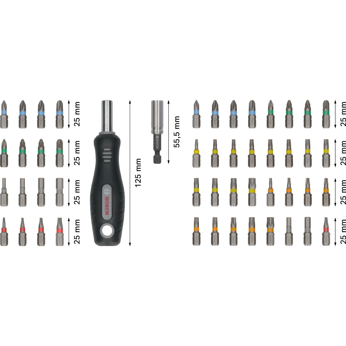 2607012080BO Bosch Extra Hard Schrauberbitsatz, 50-teiliges Set