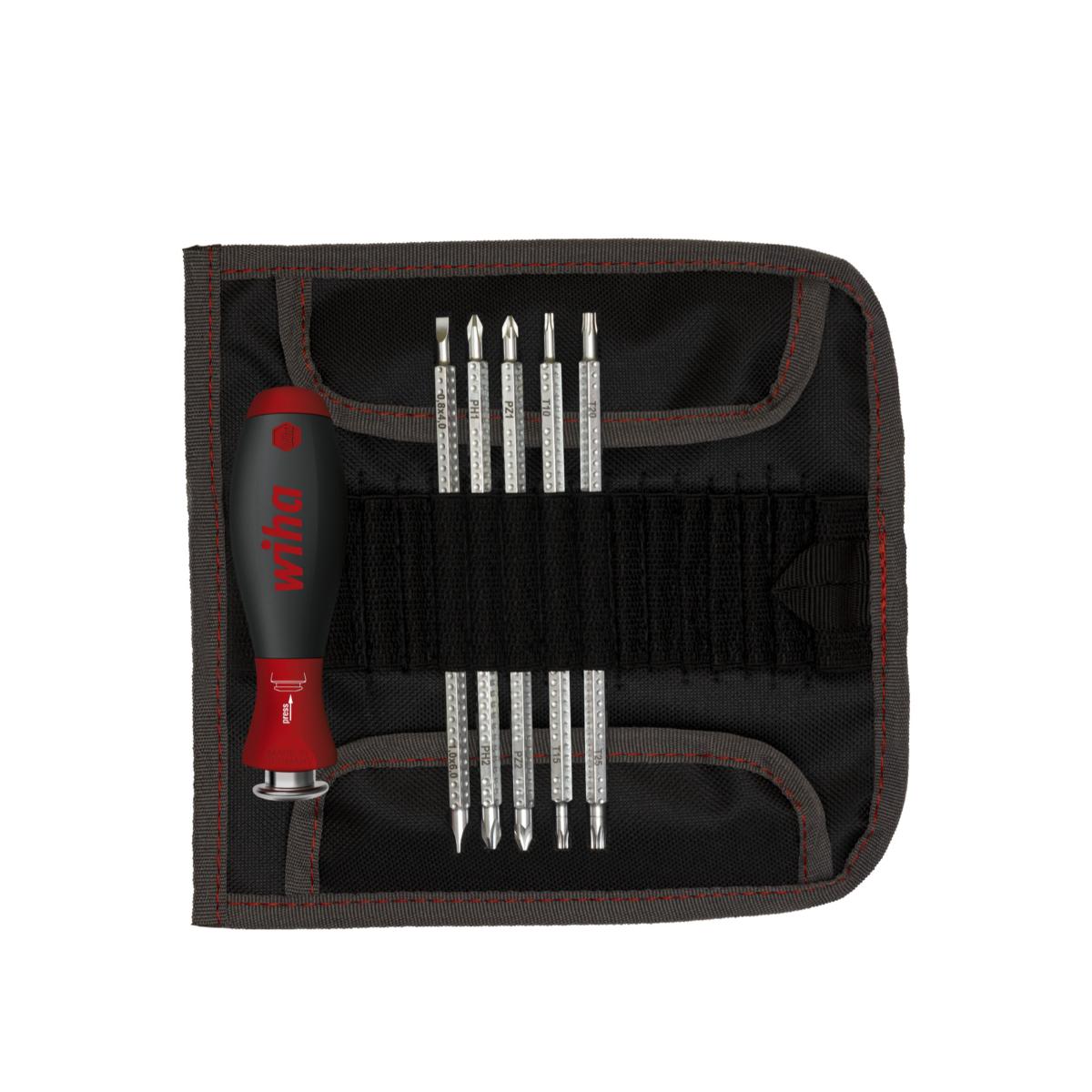 Wiha Schraubendreher mit Wechselklingen Set SYSTEM 6 gemischt 7-teilges Set mit Rolltasche