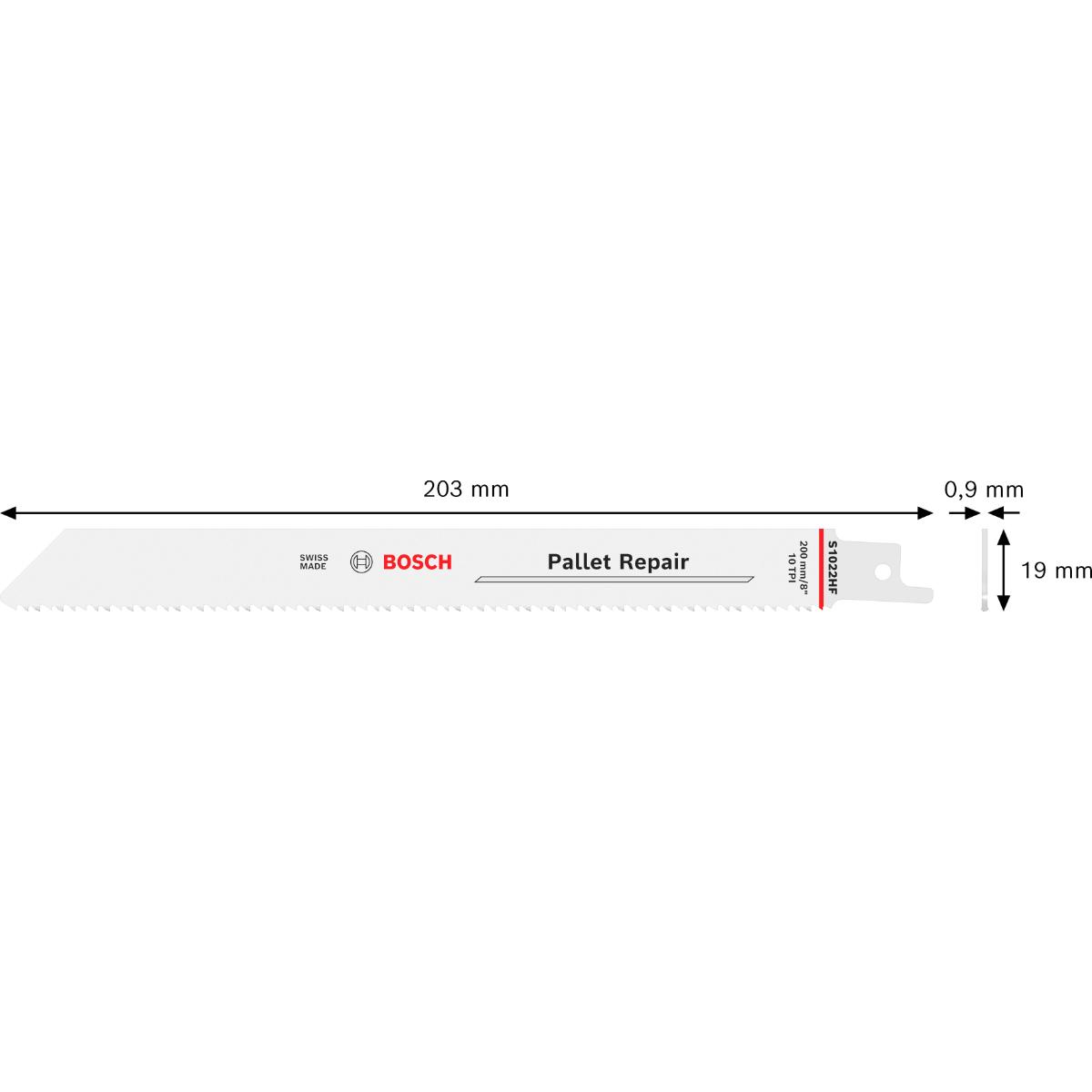 Bosch Pallet Repair S1022HF Blatt, 0,9 x 19 x 200 mm, 5-Stück